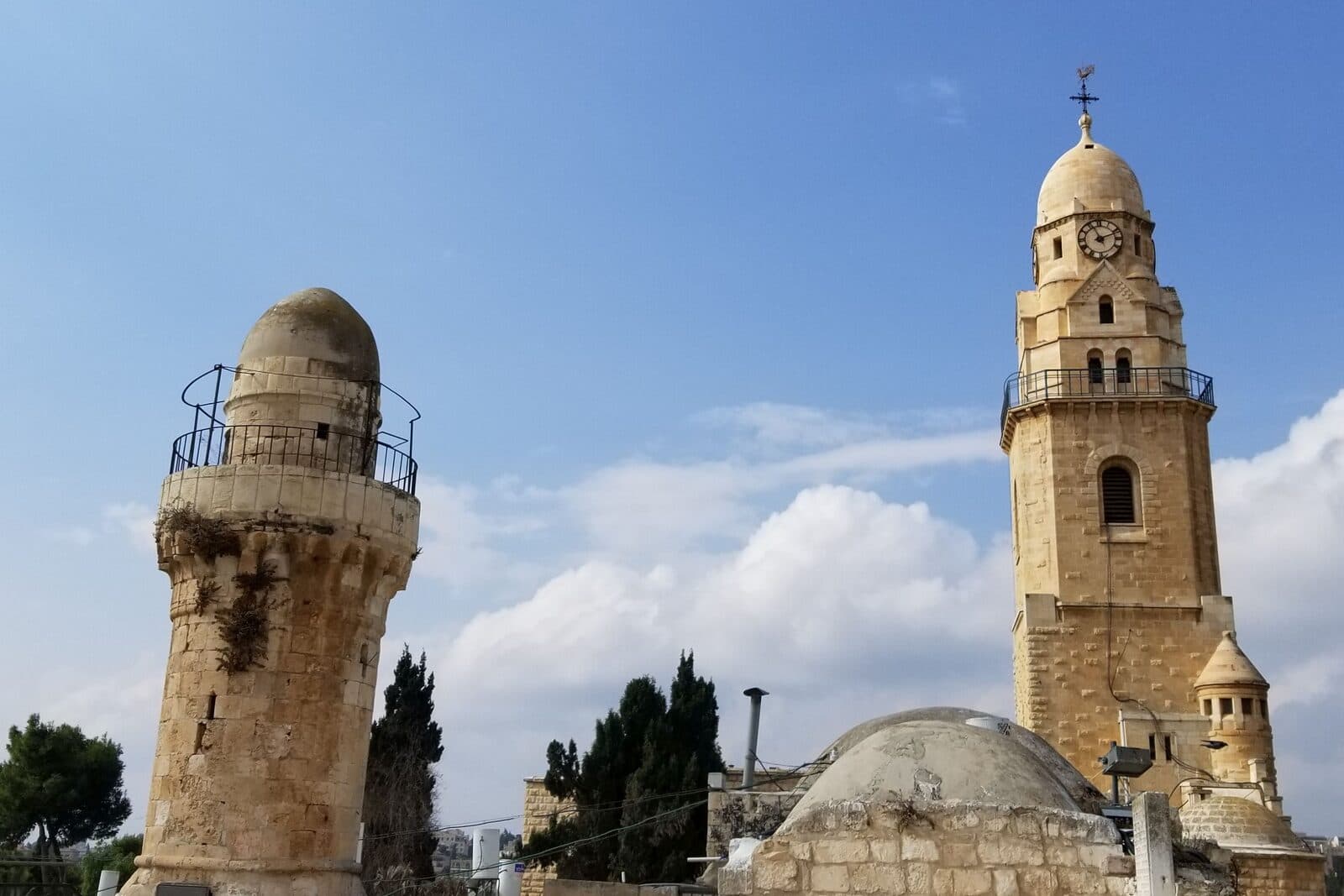 The historic towers of the Mount Zion compound that holds King David’s Tomb